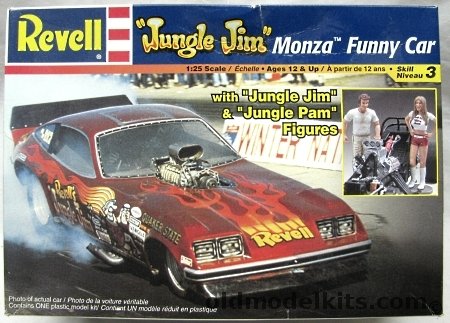 Revell 1/25 Jungle Jim Monza Funny Car - with Hand Painted Jungle Jim and Jungle Pam Figures, 85-7689 plastic model kit